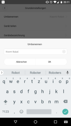Umbenennen des Mi Vacuum Robot
